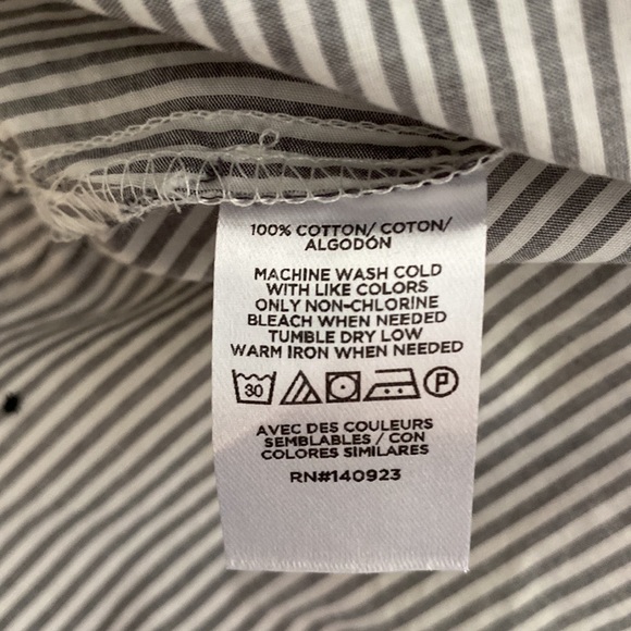 LOFT Men's Medium Gray/White Stripe W/Navy dot Lg Sl Button Up Shirt NWT - Picture 6 of 6